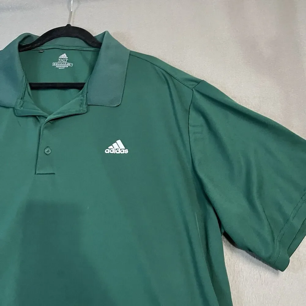 Adidas Primegreen Mens 3XLT Long Sleeve Polo Shirt Green Short Sleeves Golfcore